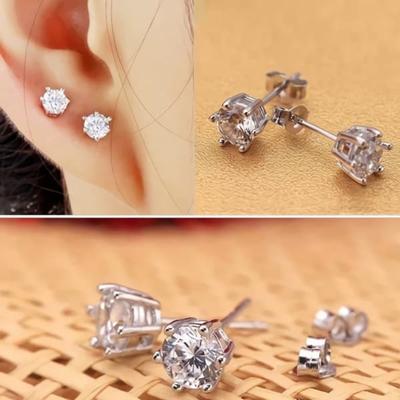 Women's Silver Needle Earrings Daily V136