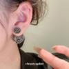 Hollow Round Front and Rear Two Earrings French Versatile Stud Earrings Metal Ethnic Style Earrings