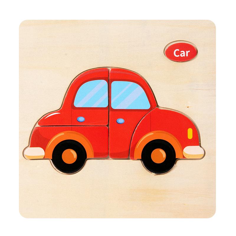 Children's 3D Wooden Animal & Transportation Shape Puzzle for Early Education