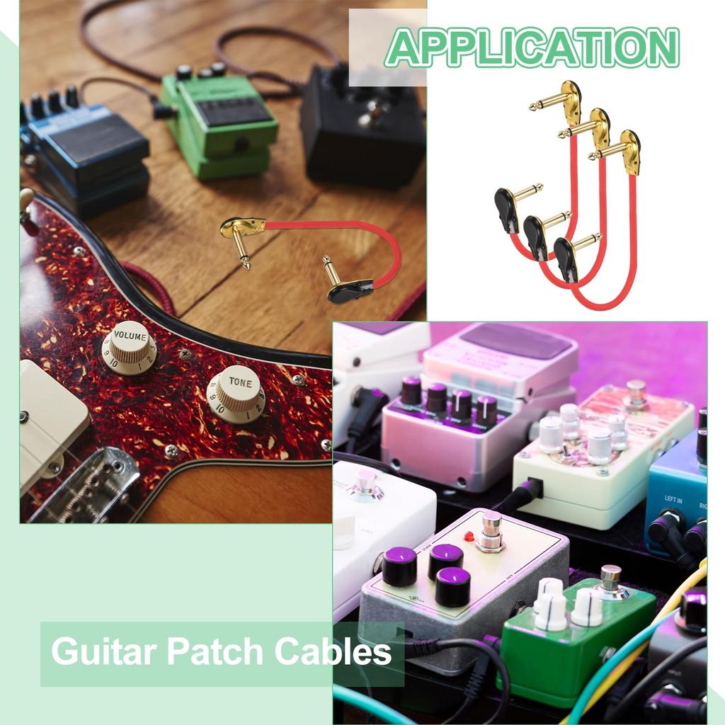 uxcell Guitar Patch Pedalboard Metal Flat TS for Guitar Patch Effects Instrument Effects Mixing Blue 3-Pack Cables, 15-inch, Cord, 1/4-inch Head,
