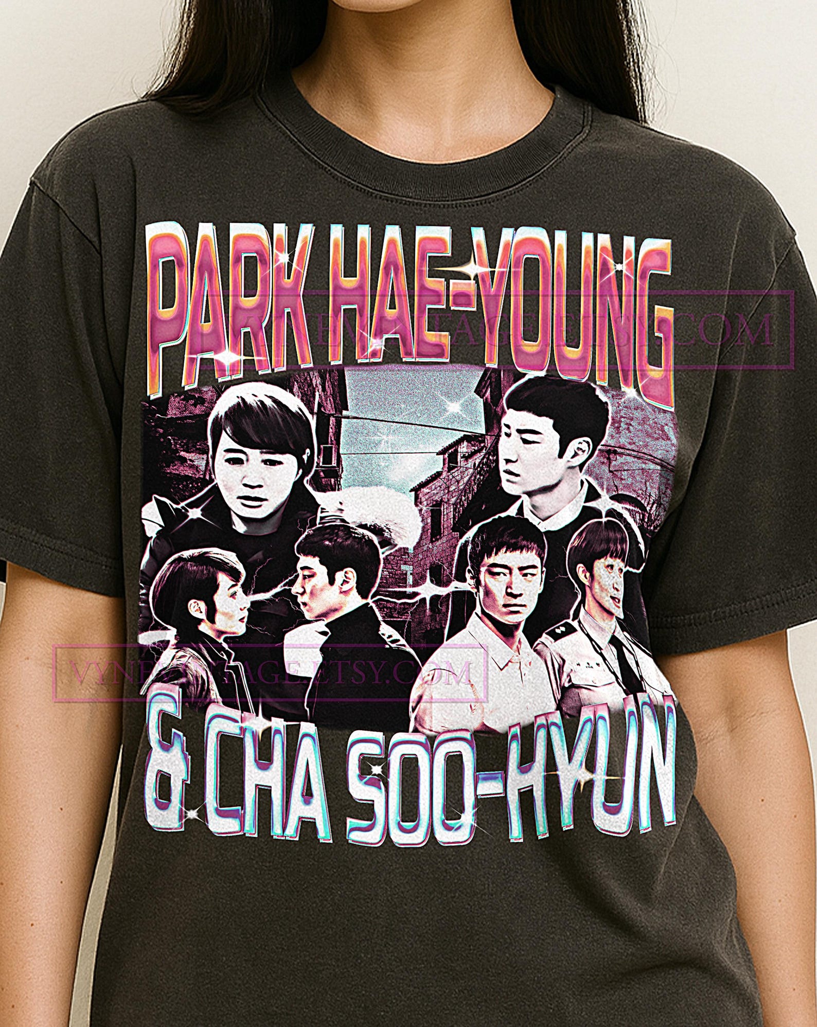 Park Hae Young And Cha Soo Hyun Shirt, 90s Vintage Retro Bootleg Signal T-Shirt, Detective Couple Graphic Tee, K-Drama Crime Thriller Shirt M