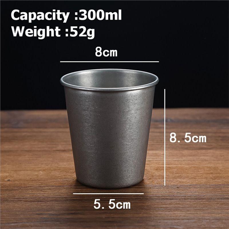 A34R 4Pcs 300Ml Stainless Steel Retro Beer Mug Camping Drink Cups Portable Coffee And Juice Tumblers For Party Football Game