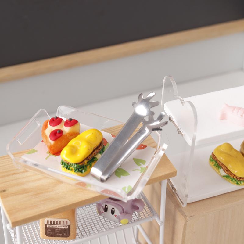 1:12 1:6 Dollhouse Miniature Metal Tongs Food Clip Bread Tongs Model Tableware Cookware Kitchen Utensils Tools Kids Toys