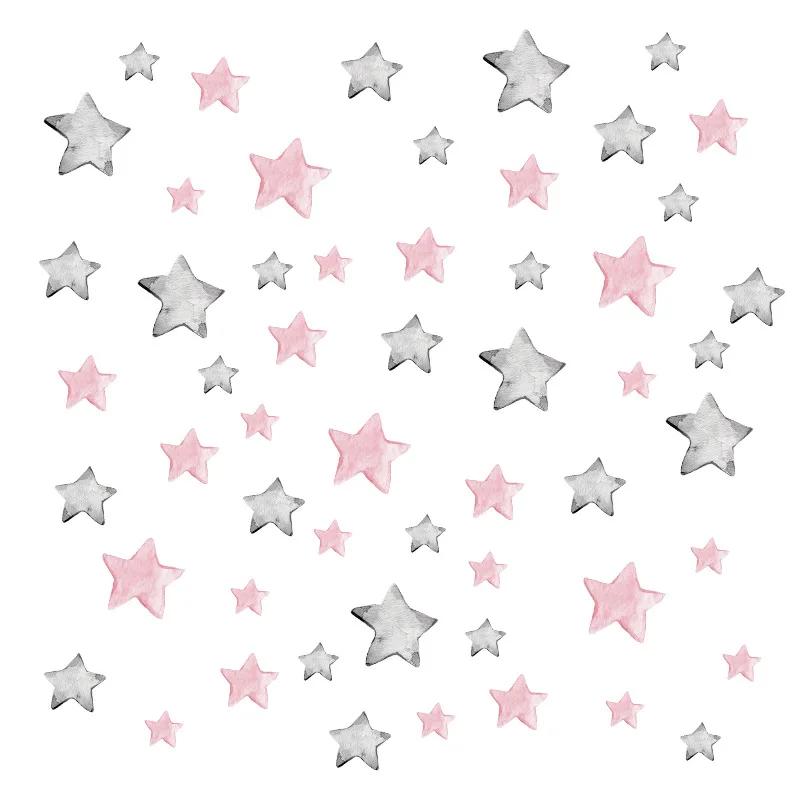 1pc Painted Pink Grey Stars DIY Wall Stickers Removable Vinyl Wall Decals for Kids Room Girls Bedroom Decor Wall Decoration