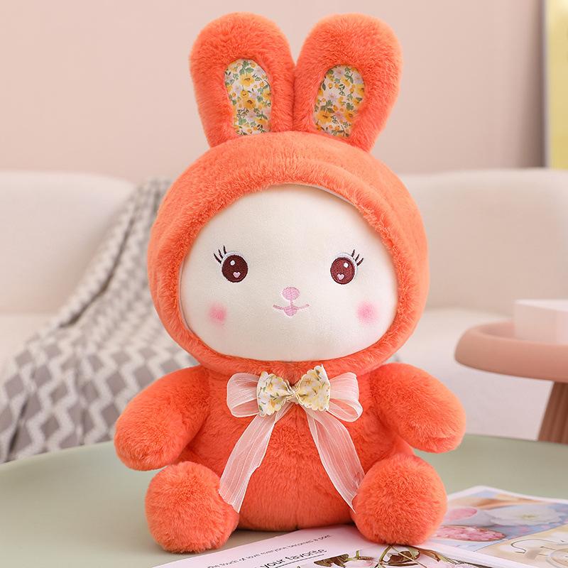Send Girls Candy Rabbits Plush Toys Doll Bow Tie Bunny Rag Doll Throw Pillow Girls Sleep Soothing Toys