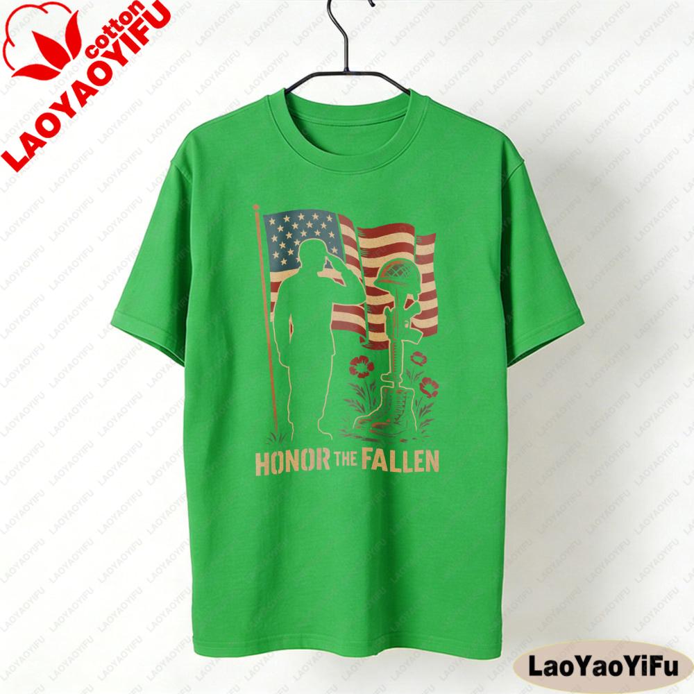 Honor The Fallen Fashion TShirt Retro Memorial Day Veteran Tees Women T Shirt Streetwear Printed Tops Clothes Women Clothing S