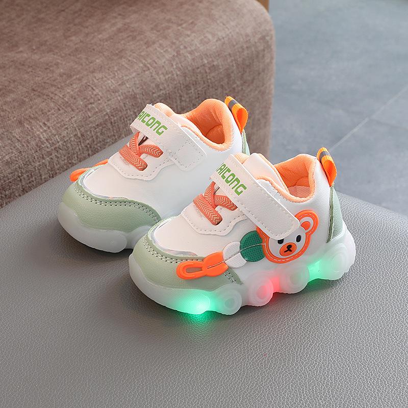 

Водонепроникне шкіряне взуття з підсвічуванням для малюків 0-3 років, нековзні кросівки для ходьби для хлопчиків та дівчаток Size 17 - 12.5cm
