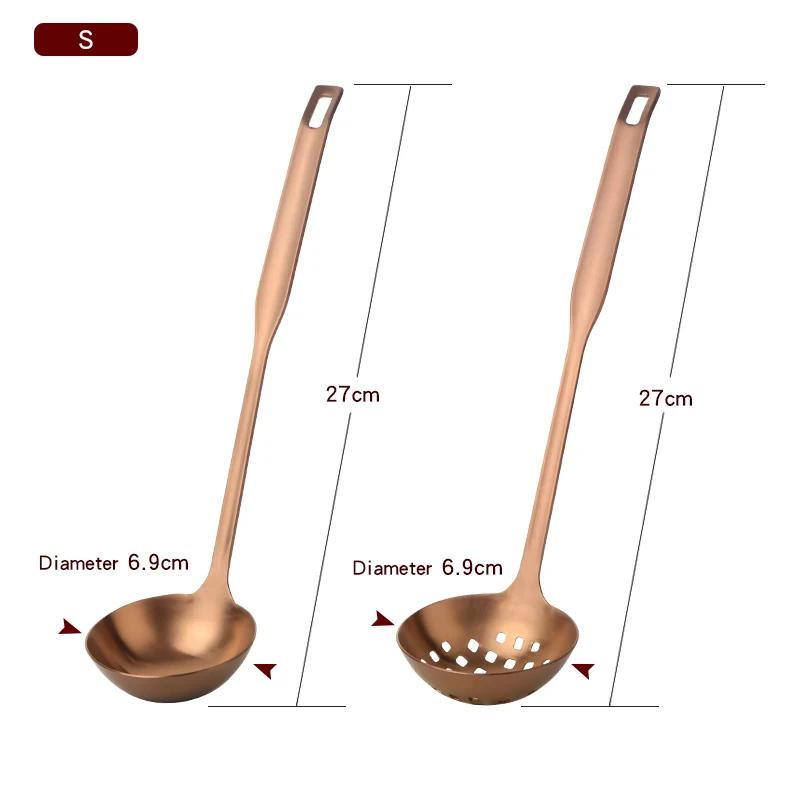 

2Pcs/Set Stainless Steel Cooking Tool Long Handle Soup scoop Skimmer Copper for Hot Pot Home Kitchen Accessories