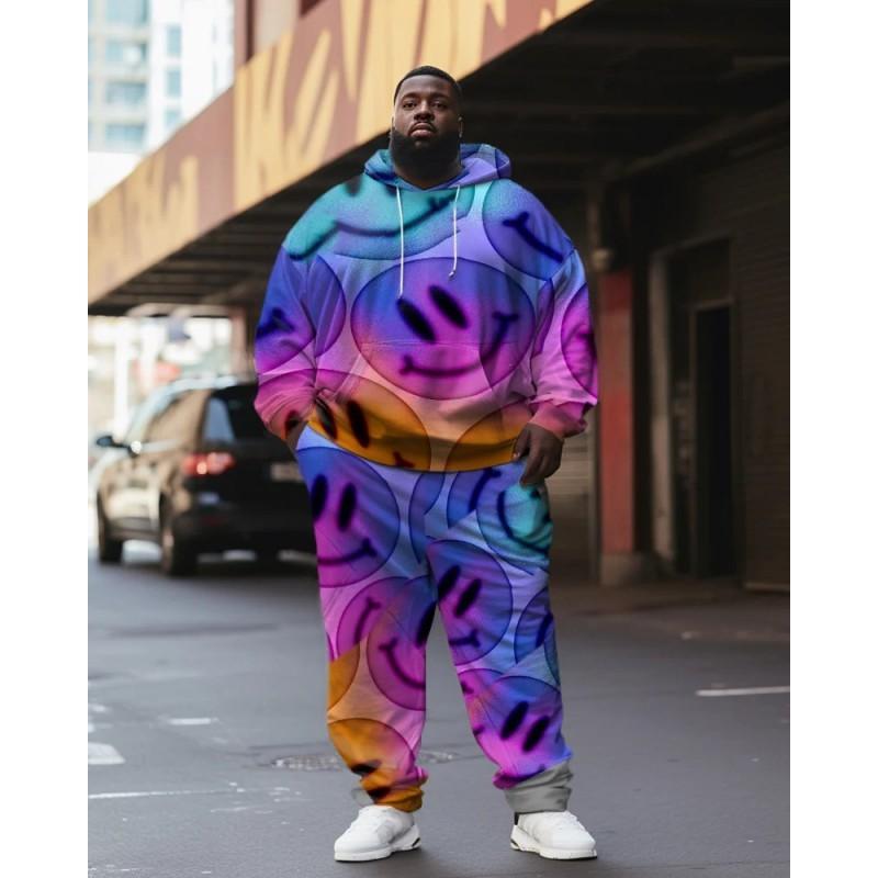 Mens 3D Digital Print Hooded Sweatshirt Jogger Pants Set Sporty Casual Outfit Travel