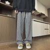 American Retro Black Striped Wide-Leg Boys' Summer Pants - Oversized, Casual Lazy Style