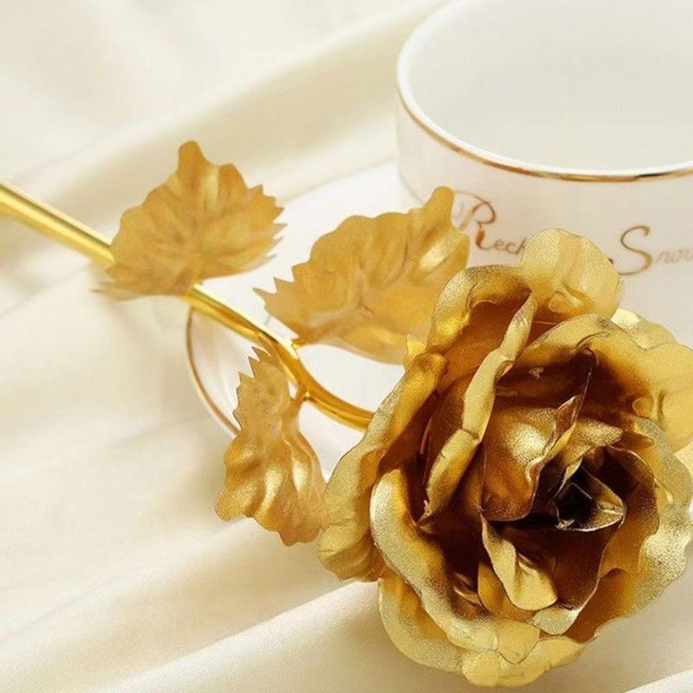 Creative Artificial 24K Gold Rose Flowers with Gift Box for Mothers Day Valentines Day Birthday Anniversary Thanksgiving Present