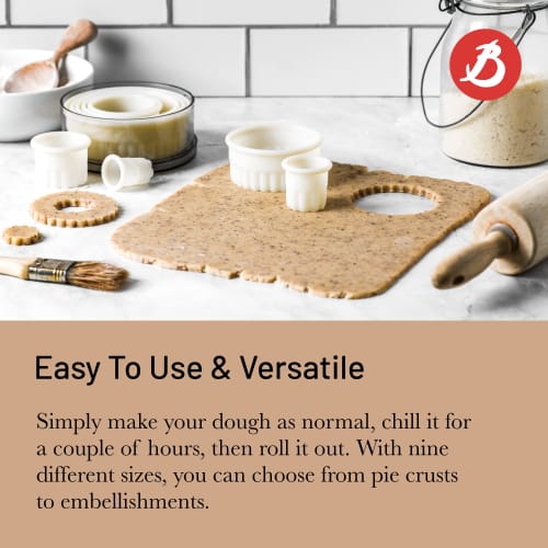 De Buyer Putty Cutter, Round Jagged Edges, Resin, France, Set of 9, WPT4301