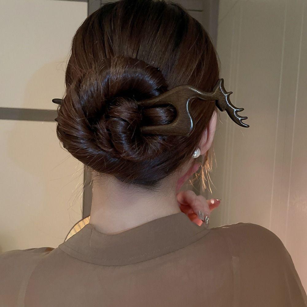 Cat Wooden Hair Stick Wood Hair Chopstick Antique Chinese Style Hairpin  Girls