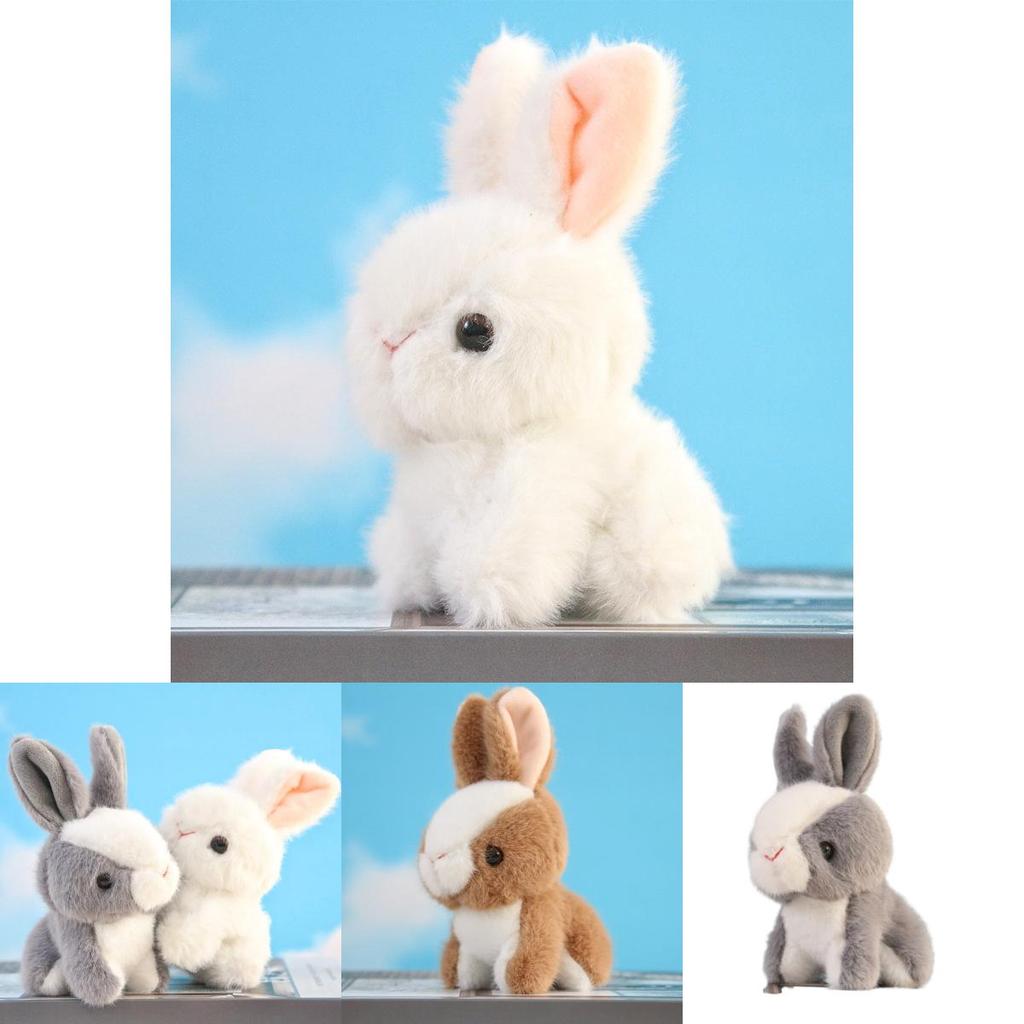 Niedlicher Plüsch-Hasen-Schlüsselanhänger-Anhänger Flauschige weiße Kaninchenpuppe Rucksackdekoration Geschenk für Mädchen