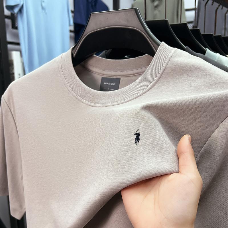 Wovey Heren O-hals T-shirt Mode Effen Kleur Spurs Borduurwerk Korte Mouw Zomer Klassiek Casual Sport Trend Herenkleding XXL