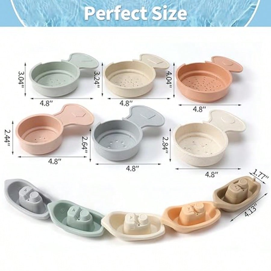 Bath Toys Floating Boats Train With Bathing Spoon11 Pcs Water Table Toys Mold Free Baby Bath Toys For Toddlers 13 Infants 61218 Months Bathtub Toys