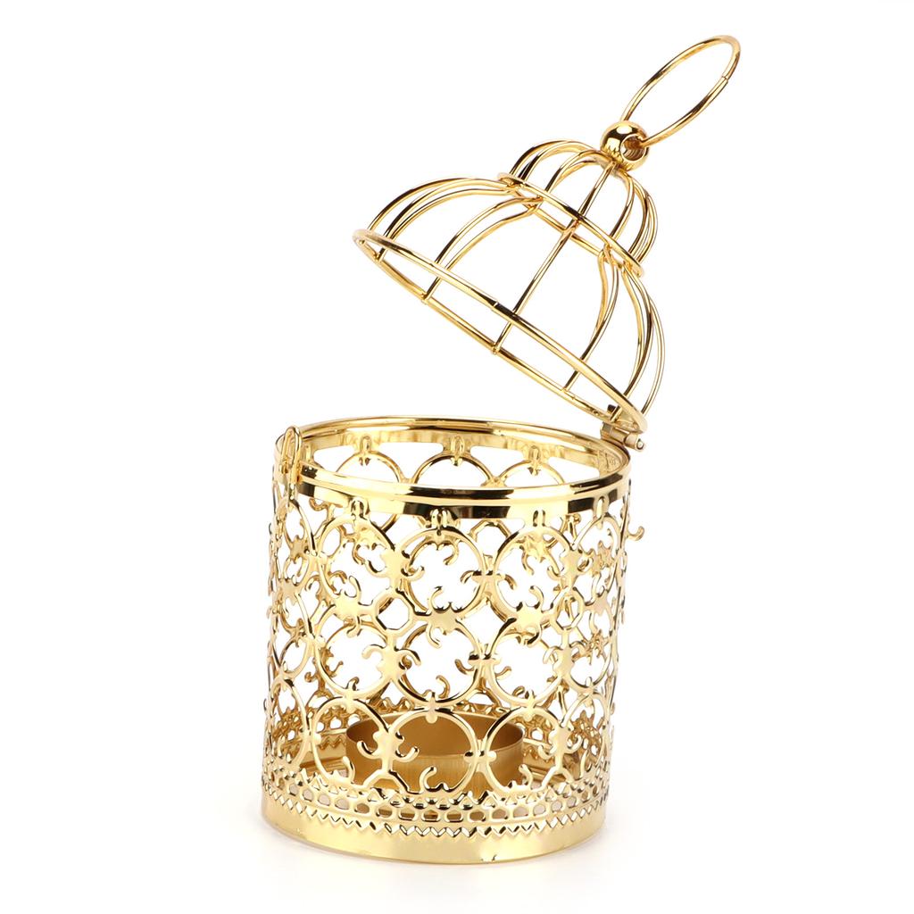 Candle Lanterns Birdcage Shape Electroplated Gold Retro Ornaments for European Style