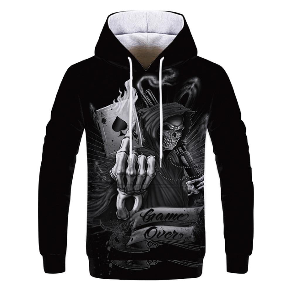 

Весна-осінь Вогонь і череп 3D-принт. Чоловіча толстовка. Модний світшот. Хіп-хоп. Вуличний пуловер. Толстовки з довгими рукавами. Повсякденні топи. L