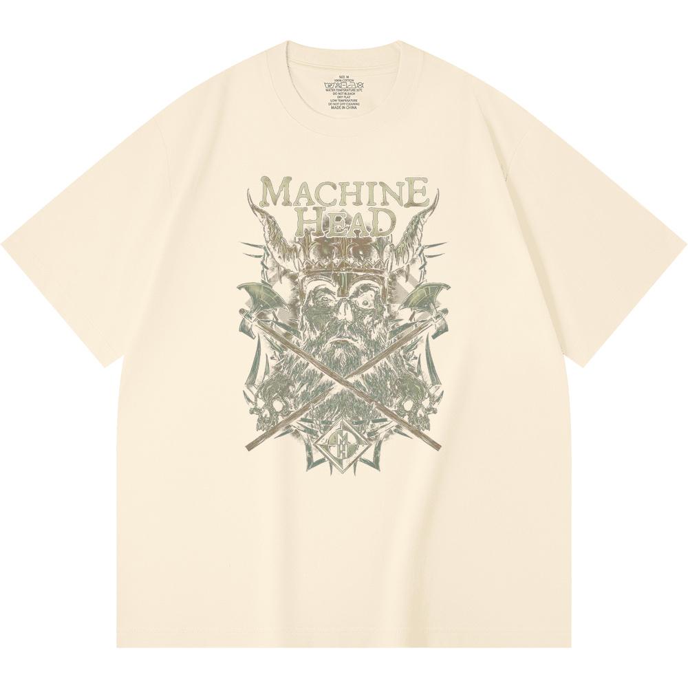 230 g/m² 100% katoenen heavy metal T-shirt met rockband- en popmuziekprint, unisex T-shirt van zwaar katoen.