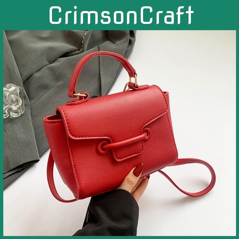 Solid Color Pu Crossbody Bag Women With Lock Closure Mobile Pocket Use Casual