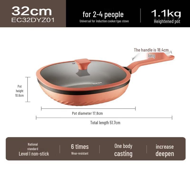 SUPOR 32cm Titanium Non-stick Smokeless Wok