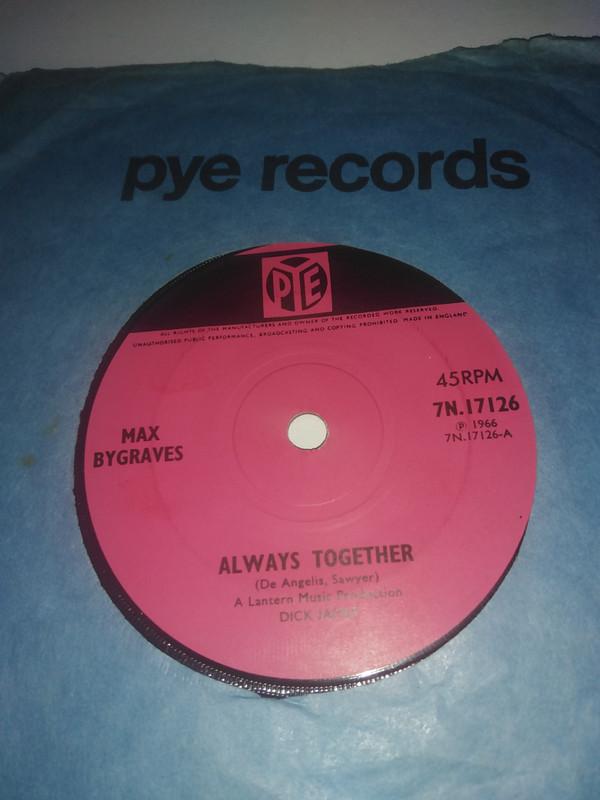 

7inch Record MAX BYGRAVES - Always Together 7N17126 Pye Records 1966 UK Pop Used