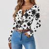 Women's Slim Bottom T-shirt Fashion Casual Gradient Printing Round Neck Pullover Long Sleeve Top