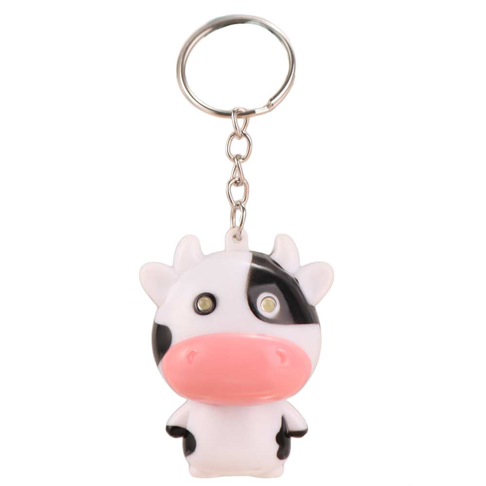 Mini Cow Sound Light Fidget Keychain Cartoon LED Eyes Cow Pendant Cow Bag Pendant Daily Decor