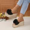 Fashion Aphixta Gold Sole Wedge Heels Slippers 9cm Super High Flower Mulers 4cm Platform Sandals Clog Shoe Slides Plus Size 43