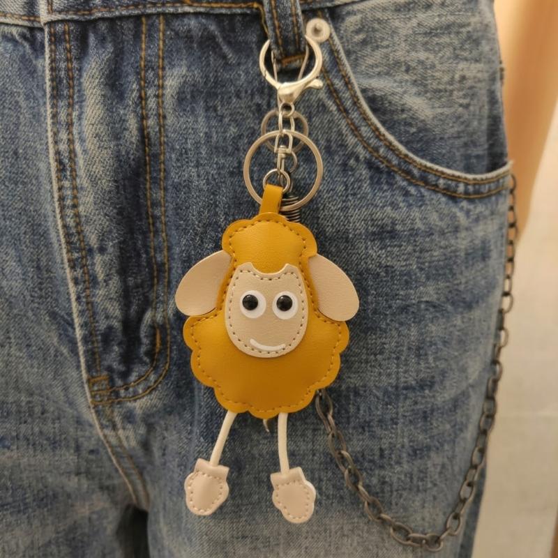 Cute Pu Leather Sheep Keychain Adorable Cartoon Light Weight Perfect For Backpack Phone Decoration Gift For Girls