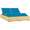 VidaXL Double Sun Lounger and Cushions Blue Impregnated Pine