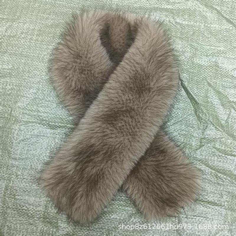 Double-Sided Plush Faux Fox Fur Scarf: Versatile, Thick Winter Neck Warmer 88 cm
