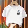 Catpatterned pocketprinted Tshirt suitable for both boys and girls featuring cute and casual cotton shortsleeved shirts