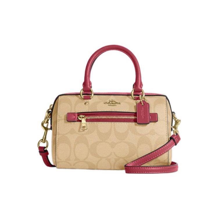 New COACH Rowan Artificial Leather Handbags Shoulder Bag Crossbody Bag Mini Women's Brown & Red C9947-IMP4J