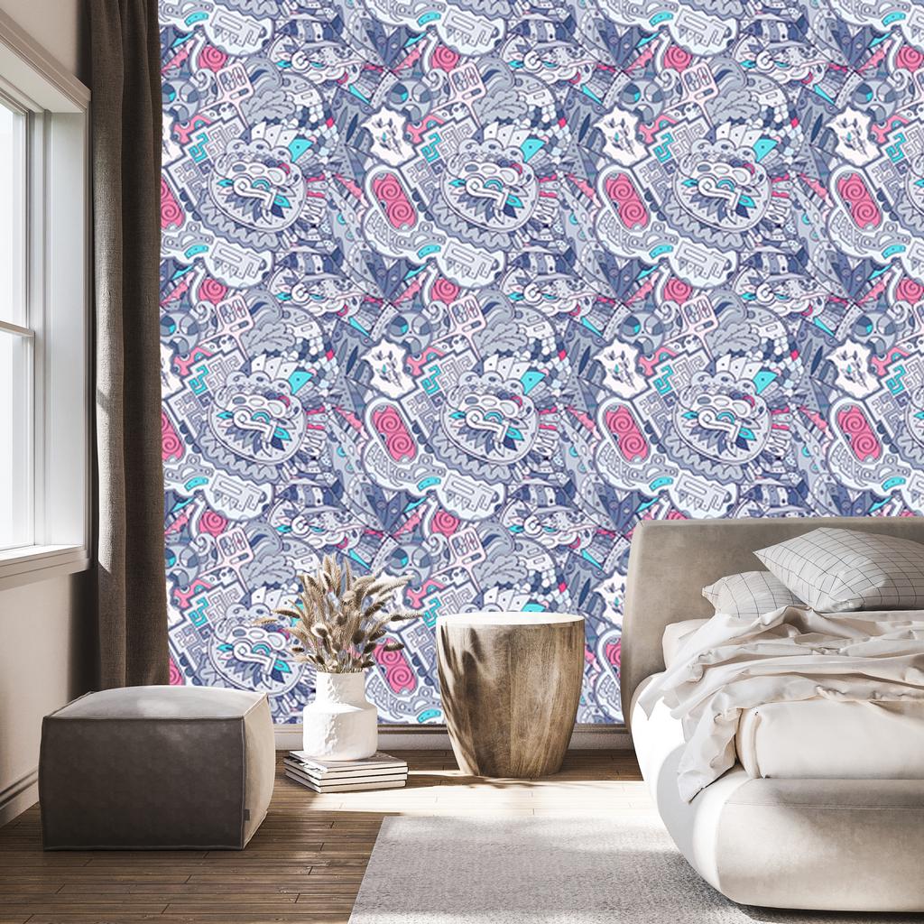 Pastel Graffiti Wallpaper for Living Room and Bedroom 50x1000