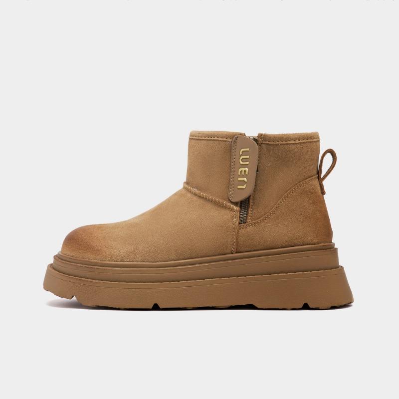 Retro-Schnee-Stiefel mit dicker Sohle und Reißverschluss für Damen, neu, poliert und mit Samt verdickt, wasserdicht und rutschfest, große Baumwollschuhe