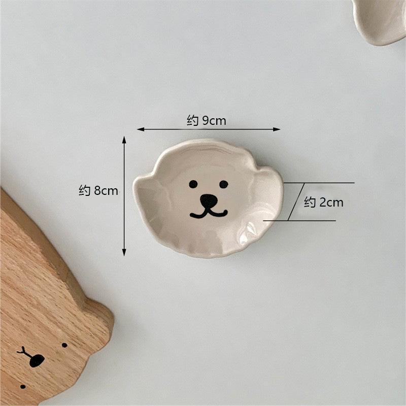 Cartoon Animal Ceramic Taste Plate Creative Cute Bear Puppy Plate Snack Snack Dipping Sauce Vinaigrette Plate