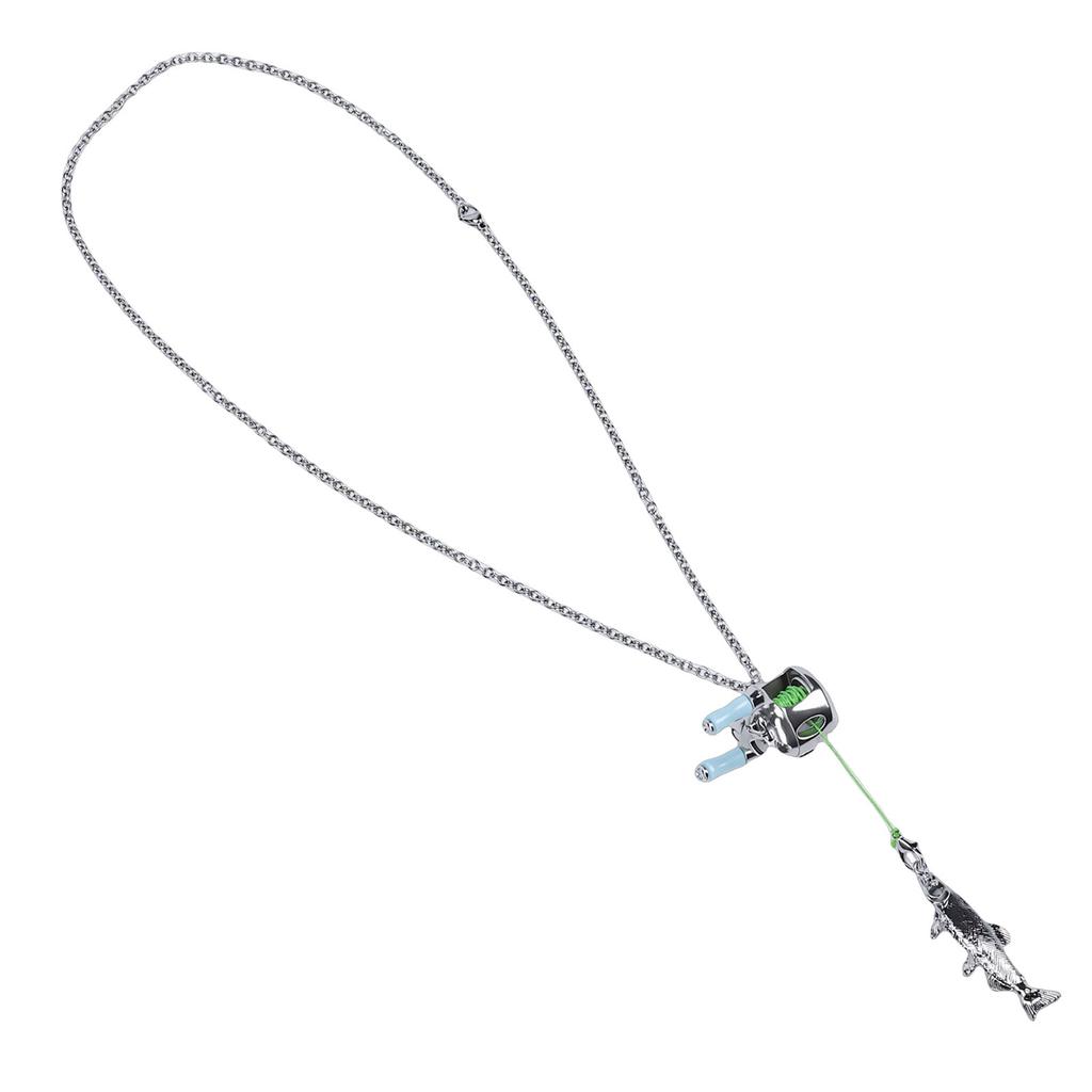   Fishing Reel Necklace   Reel Pendant Necklace with Rotating Handle for Backpack Collectibles