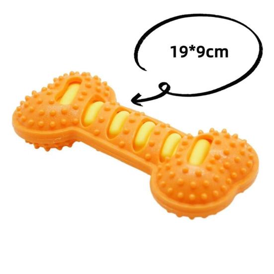 Dog Bone Toy Squeaky Chew Toy Textured Rubber Bone Safe Teeth Cleaning Toy for Teething Puppies And Large Dogs Oral Care