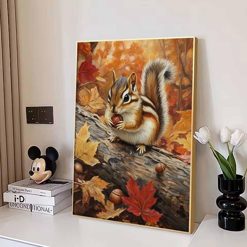 Animal Diamond Painting Painting Kit, 5D Squirrel Gemstone Diamond Embroidery Craft DIY Artwork Decoration Home Wall Mural