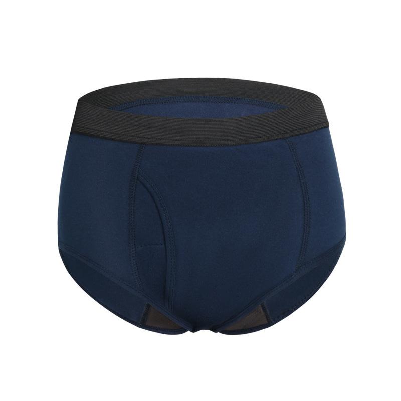 Ropa interior de hombre mayor a prueba de fugas, transpirable, color liso, de cintura media