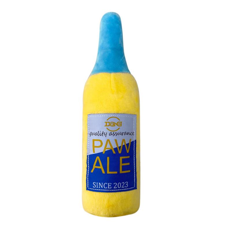 Plush Dog Toy With Squeaker And Bottle Design For Active Pets Yellow