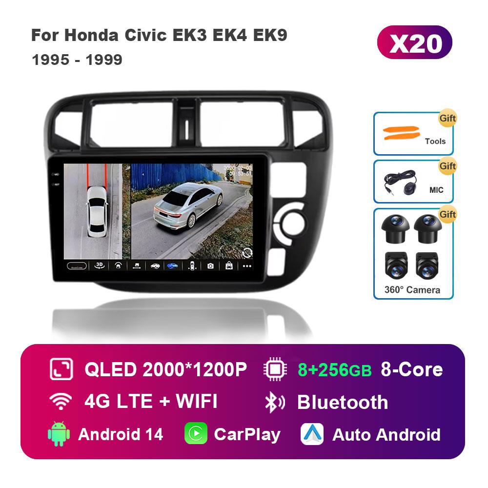 Navigation GPS Android 14 for Honda Civic EK3 EK4 EK9 1995 - 1999 Car Radio Multimedia Player BT HD Screen 4G DSP Stereo WiFi