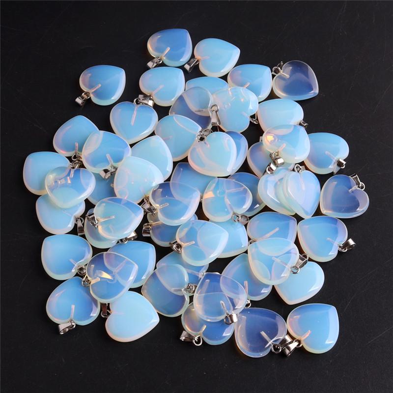20mm Crystal Agate Heart Necklace Pendant - Natural Stone Jewelry Accessory