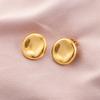 New Irregular Smooth Round Stud Earrings Concave-convex Stainless Steel Gold Fashionable Simple Earrings