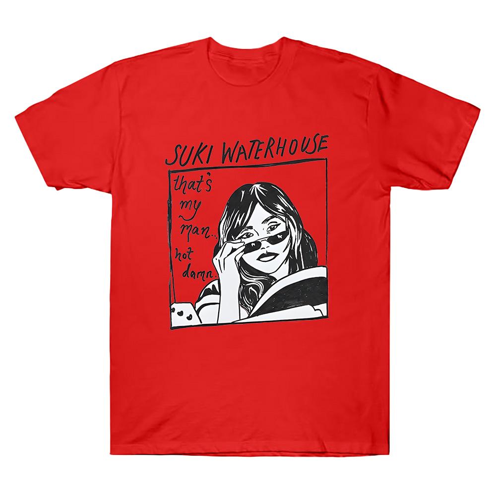 

That s My Man T-Shirt Suki Waterhouse Y2K Aesthetic Print T Shirt Women Cotton Streetwear Fashion Casual Short Sleeve Tops tees XS красный