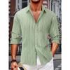Camisa de Manga Larga a Cuadros Jacquard con Cuello Camisero de Solapa de Botón Único