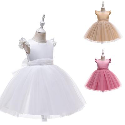 2026 Cross-Border Girls' Princess Mesh Flutter Sleeve Formal Performance Dress