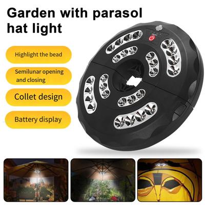 Patio Umbrella Lamp Power Display Super Bright Type-C Rechargeable Camping Tent Lamp Outdoor Garden Yard Patio Parasol Umbrella Pole LED Light