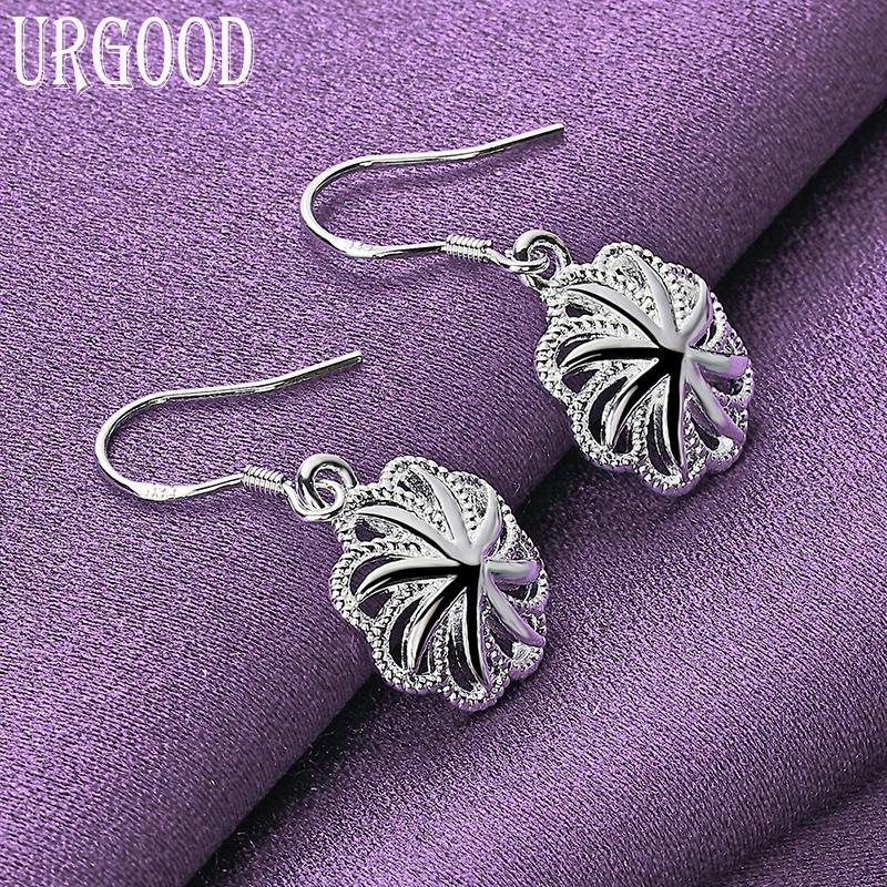 Ohrringe aus 925er-Sterlingsilber mit rundem Windmühlenmuster, Schmuck